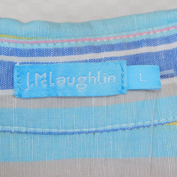 J. McLaughlin Fallon Blouse | Blue/Pink Multi Crayon | Linen & Cotton | NWT | L - Picture 7 of 11